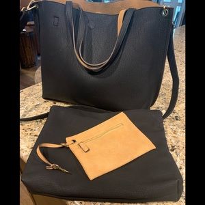 Free People reversible black vegan tote.
